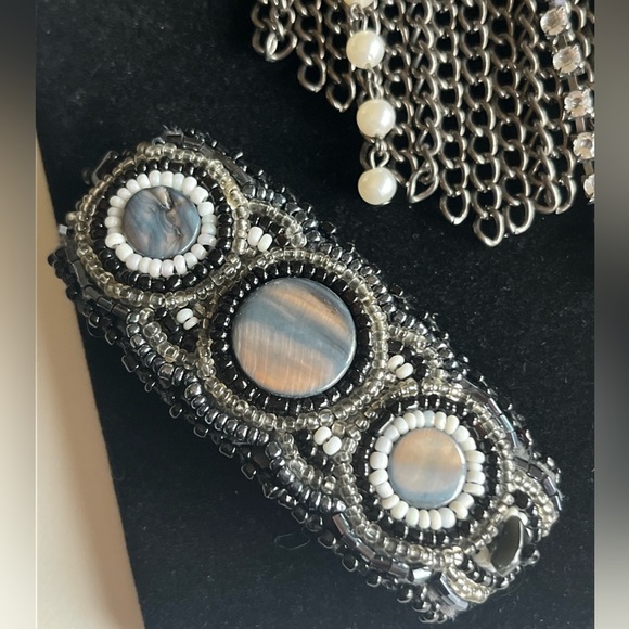 Vintage Jewelry Set~ Steampunk~Mixed Metals~Rhinestones~Pearls - Picture 2 of 13